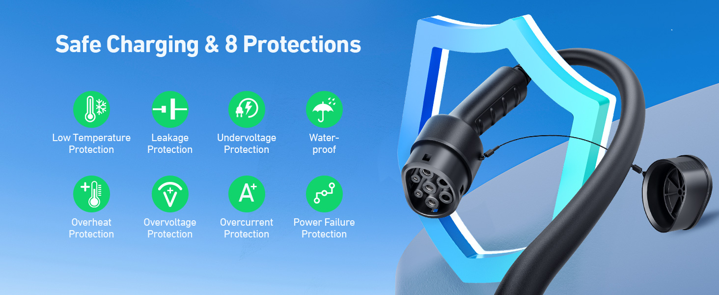 FNRIDS EV Charger Type 2 to 3 Pin Plug 6M, 10A Electric Car Charger, 2