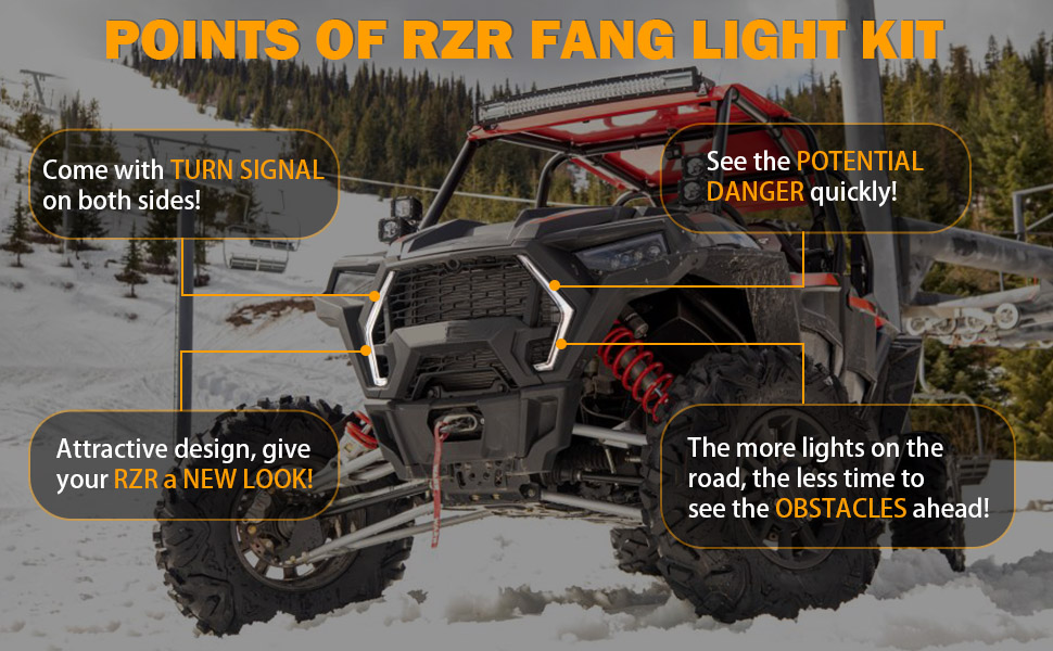RZR Fang Lights, LED Turn Signal Light Compatible with 2019