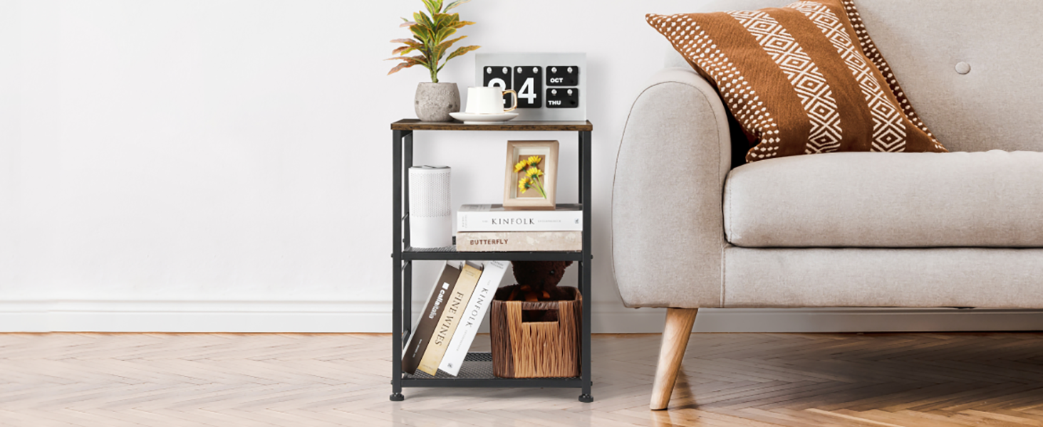 LIANTRAL 3 Tiers Rolling Cart, Brown Kitchen Carts on