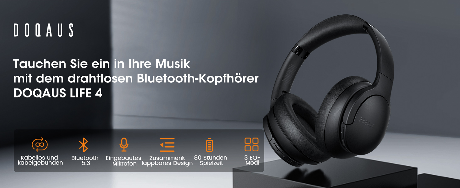 Doqaus Bluetooth Kopfhörer Over Ear Test DOQAUS Bluetooth Kopfhörer Over-Ear, Kopfhörer Kabellos Bluetooth 5.3