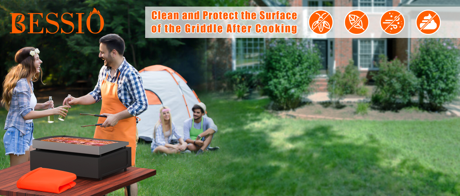 griddle mat cover buddy blackstone silicone accessories grill 36 28 22 17 inch in BESSIO top orange