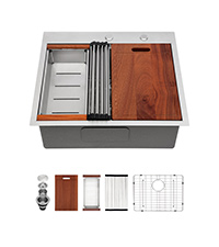 Sarlai 25 Kitchen Sink Drop-In Workstation - 25 x 22 Inch