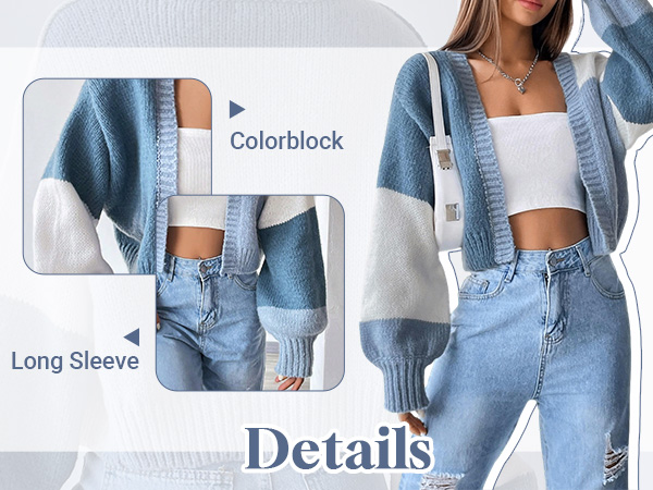GORGLITTER Women's Open Front Cropped Cardigan Sweaters