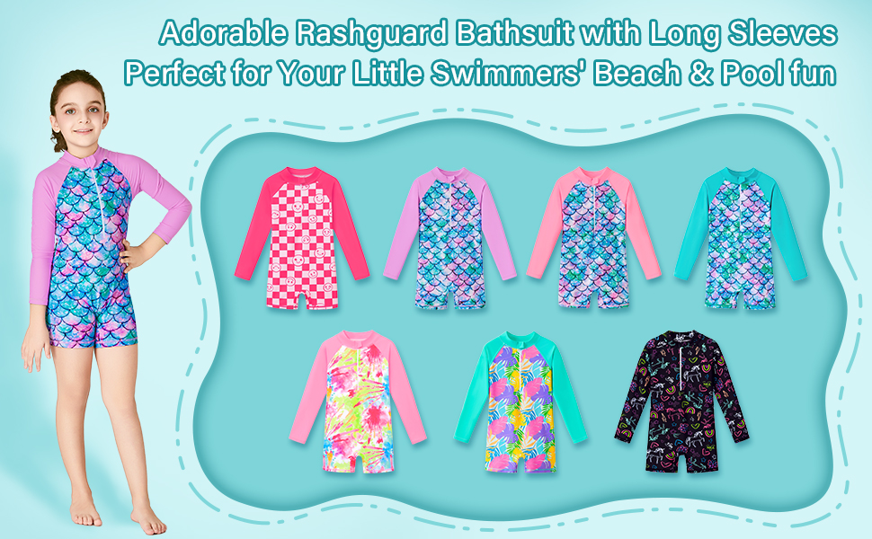 Age 2 3 4t 5t 6t 7t 7x 8t 9 11 year old yr años tween rashguard swimwear beach unicorn pool bathsuit