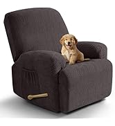 VANSOFY Recliner Chair Covers, 4-Pieces Stretch Recliner Cover Jacquard Soft Reclining Chair Slip...