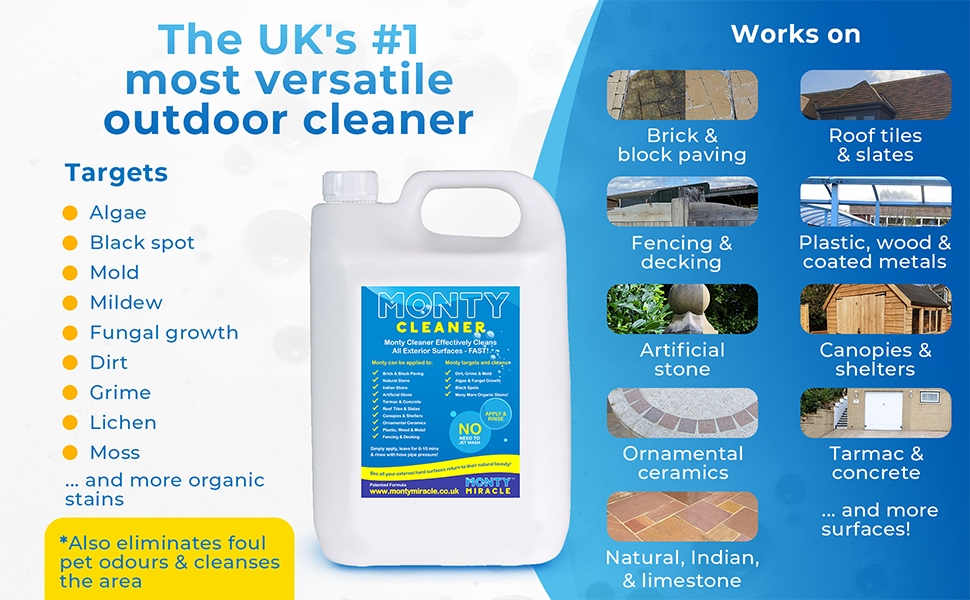 Monty Miracle Fast Patio Cleaner 5 Litre Outdoor & Garden Surface