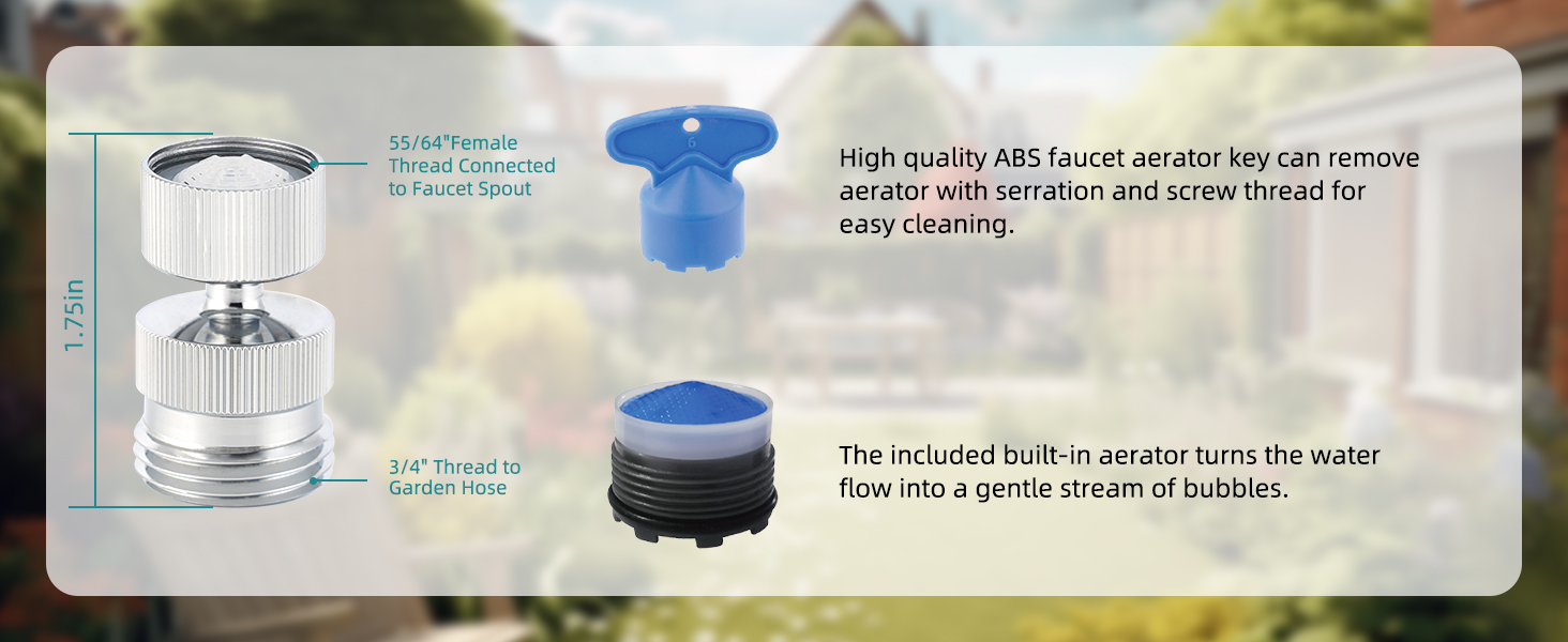 Hibbent Swivel Faucet Adapter Kit, Solid Brass 3/4'' Garden