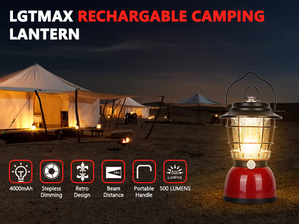 MILLENNIA™ LED CAMPSITE LANTERN LED Camping Lantern Rechargeable, 9900mAh Power Bank LED