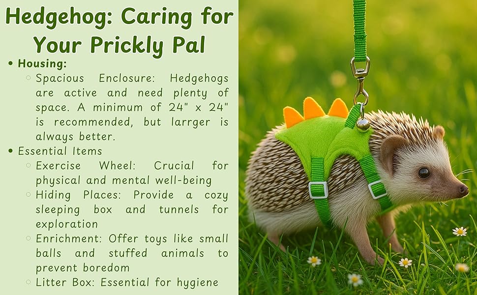 Adjustable Hedgehog Leash and Harness with Safe Bell