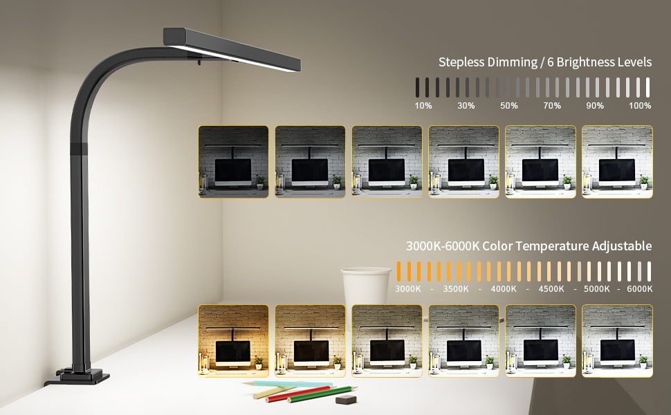 EppieBasic LED Desk Lamp, Architect Desk Lamp Clampable for Home Office
