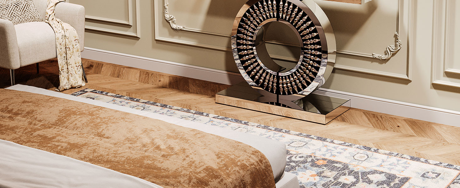 Tribesigns Modern Mirrored Console Table, Glass Sofa Table