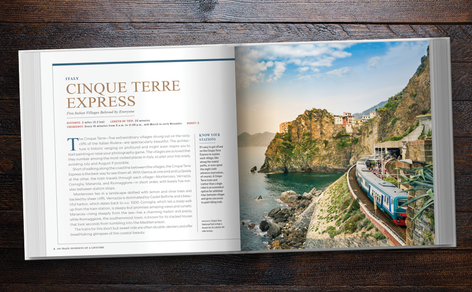 book spread about the Cinque Terre Express