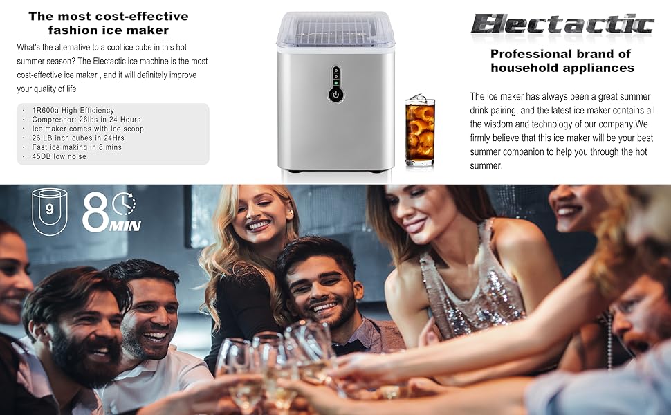 Electactic Ice Maker Countertop, Efficient Easy Carry Ice