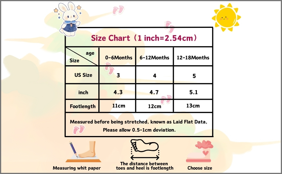 0-18 months baby boys shoes size chart