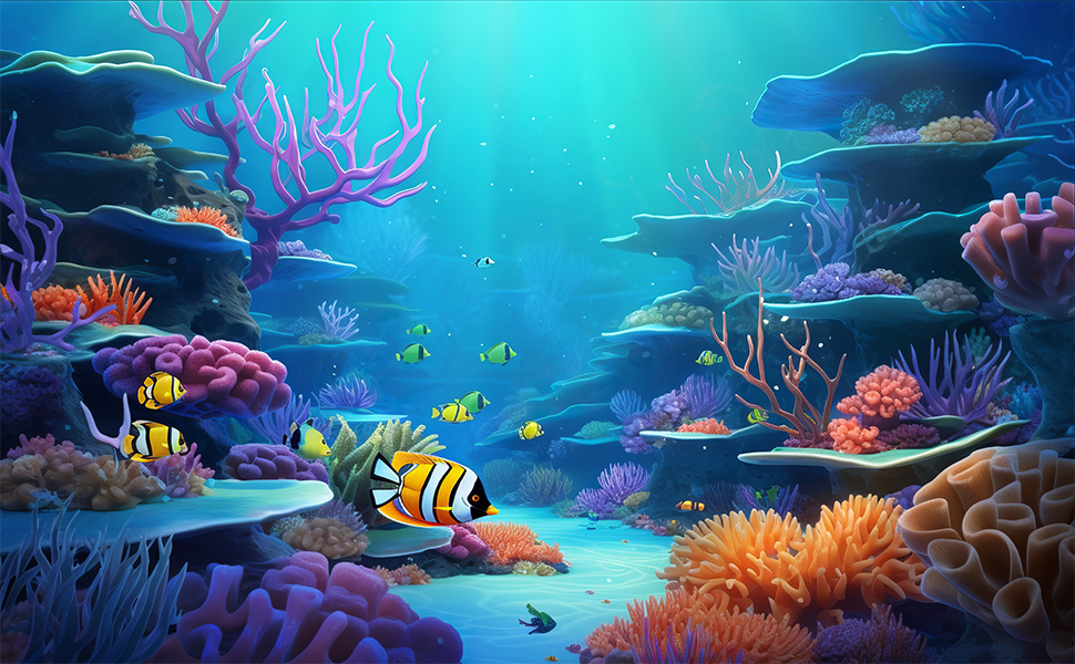 MIRRORANG 120x61cm Undersea Aquarium Background Tropical Colorful Coral Fish Cave Underwater World Fish Tank Background