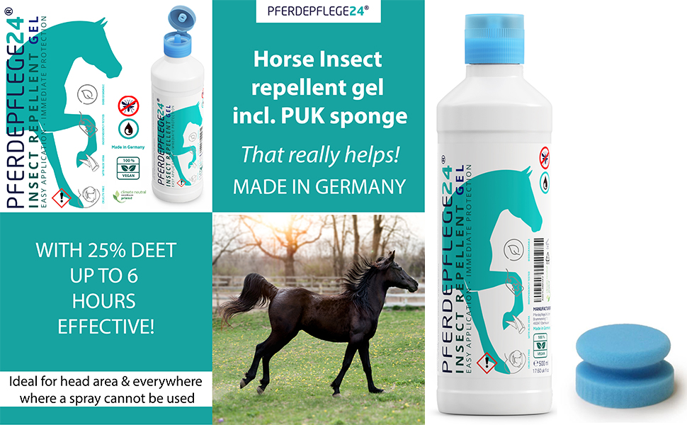 PFERDEPFLEGE24 Insect repellent for horses 500ml gel incl. Puk sponge