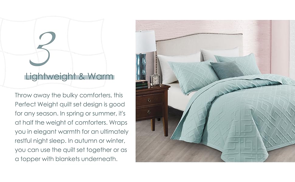 CHIXIN King Size Quilt Set Modern Geometric Pattern