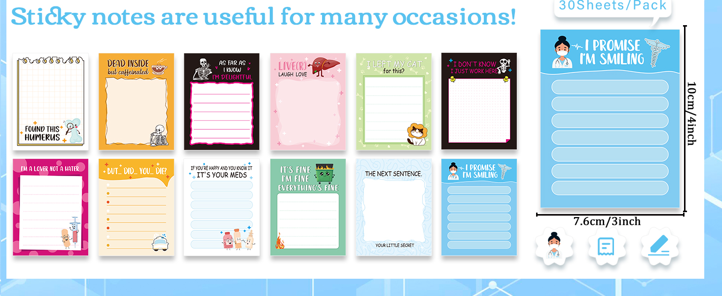 Funny Nursing Sticky Notes 3x4 Inch Nurse Gifts Everything is Fine Post It Notepads