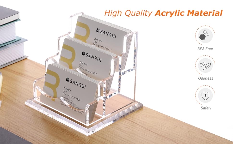 SANRUI Clear Business Card Holder for Desk, Office Acrylic Business