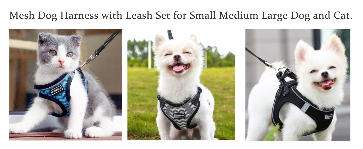 No Pull Vest Harness with Soft Mesh Reflective Bands, Adjustable Pet Outdoor Harnesses for Small Dog