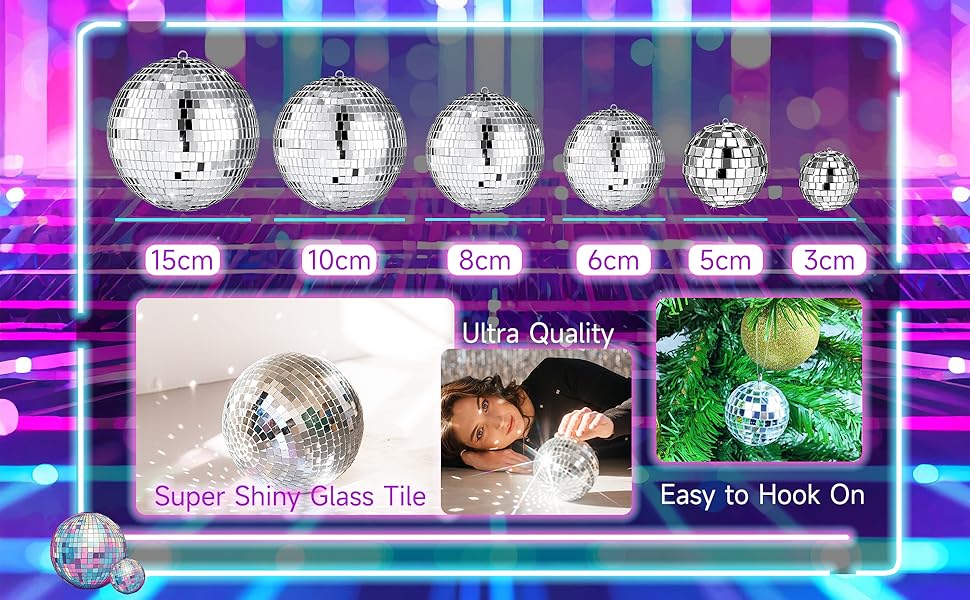 54 Pcs Disco Ball, Hanging Disco Ball Decor Mini Silver