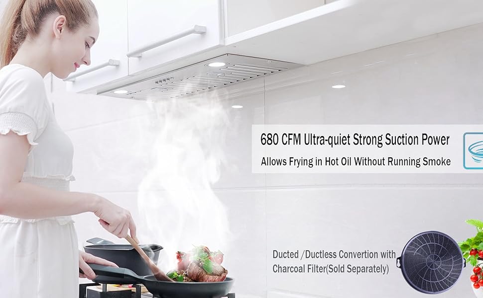 MCBON Range Hood Insert 36 Inch, 680 CFM Range Hood Insert