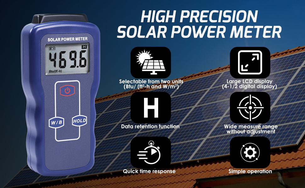 Solar Power Meter Digital Solar Meter, Solar Irradiance Meter for Solar ...
