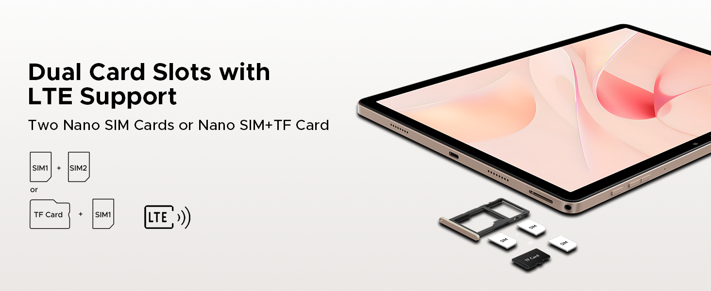 Dual SIM card slots with LTE support