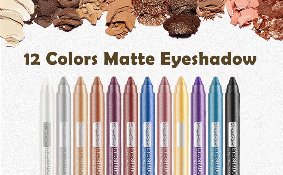 12 Pcs Matte Eyeshadow Stick Set with Sharpener Cap, Sitovely Long