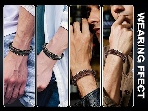 Amazon.com: LUCKY2+7 Leather Bracelet for Men with