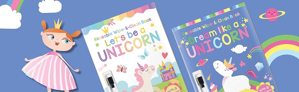 Dream Like A Unicorn - Reusable Wipe And Clean Activity Book: With 15 Wipe And Clean Sheets