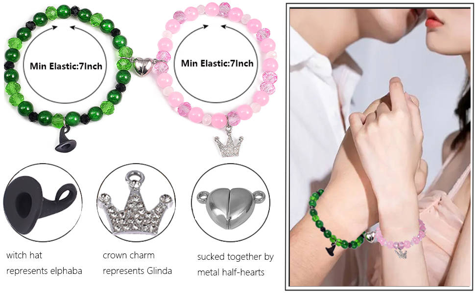 dress natural stone hat-crown elphaba-galinda bracelets-bff charm beads gift charms stuff musical