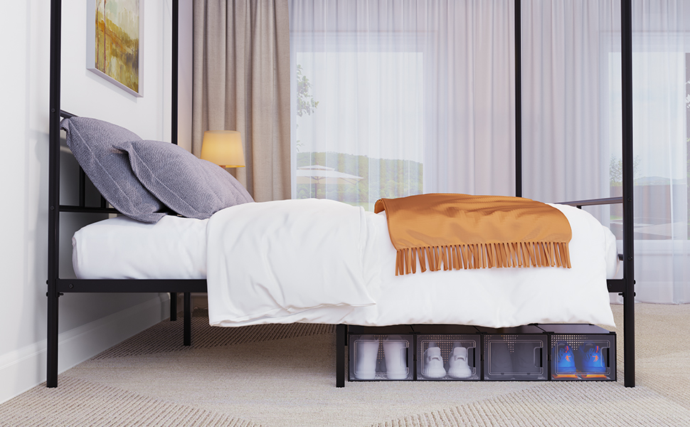 YITAHOME King Size Bed Frame, Metal Canopy Four Poster Bed