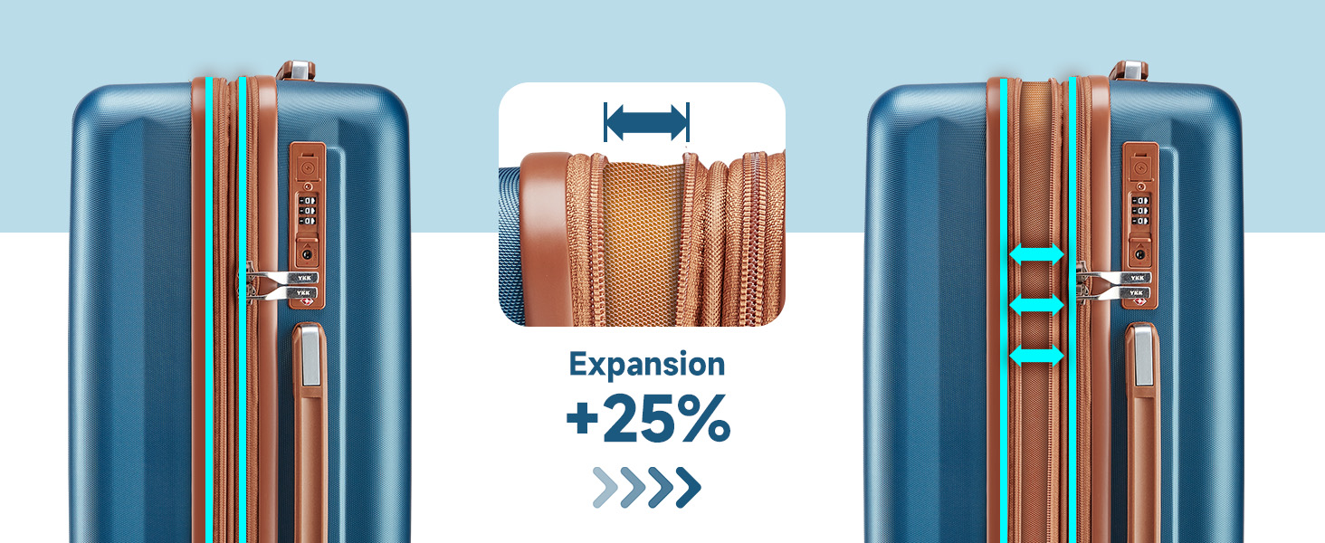tr007 18 inch plus carry on luggage expansion dark blue brown
