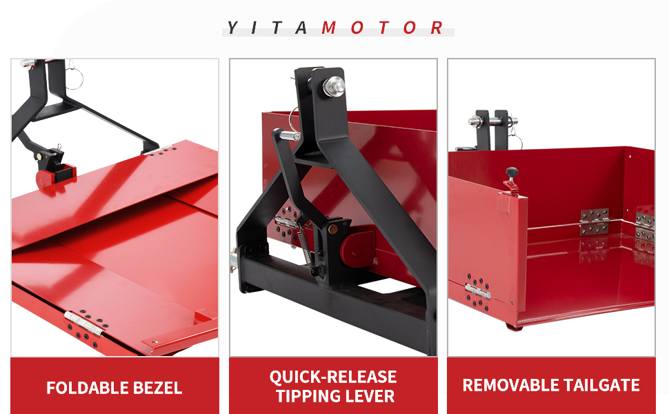 YITAMOTOR 6 Cu. FT Foldable Quick Hitch Dump Box, 1100lbs