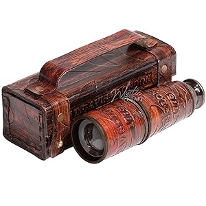 cool steampunk stuff, monocular vintage, steampunk monocular, carved toys, tree house telescope