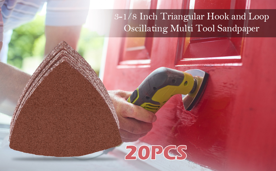 KingBra 20 Pcs 80mm 40 Grit Triangular Hook and Loop Multitool