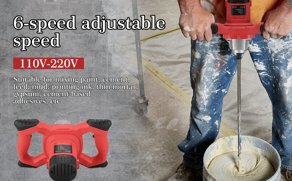 AQTZGOS Electric cement mixer，2100W handheld electric mud