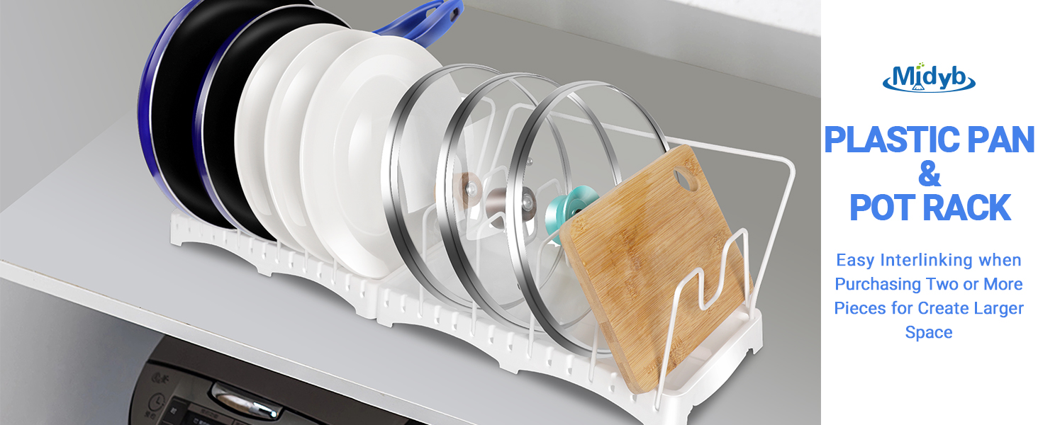 Midyb Pan Organiser for Cupboard, Expandable Pan Lid Holder with 10