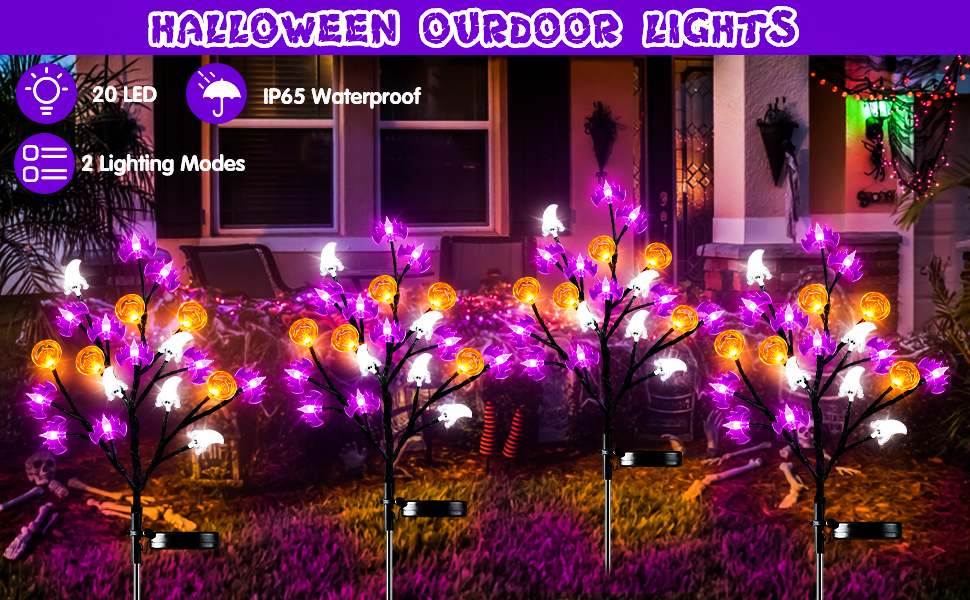 2 Pack Solar Lights Halloween Decorations Outdoor