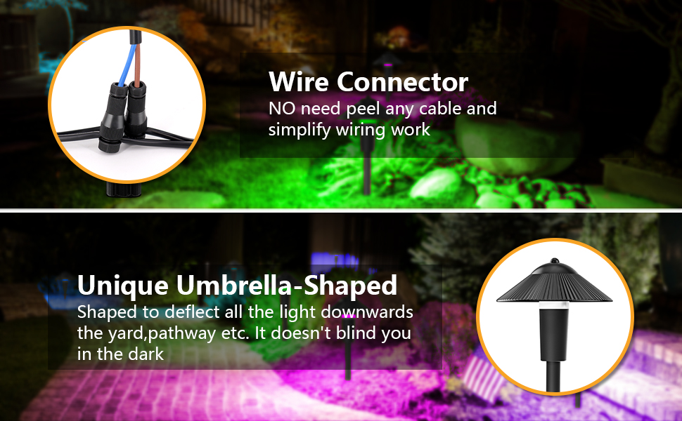 ZUCKEO Low Voltage RGB Landscape Lights LED Pathway Lights, 5W Color