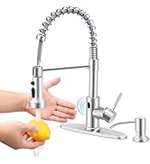 Touchless Kitchen Faucets with Soap Dispenser, Herogo Motion Sensor Activated Commercial Stainles...