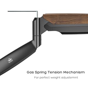 Flowlyf Heavy Duty Premium Monitor Arm height adjustable mount vesa stand 45 inch walnut black