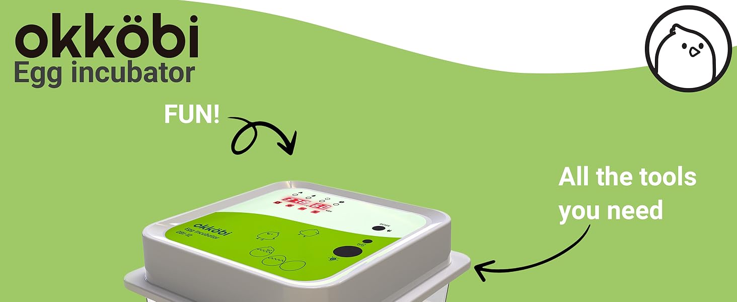 Okköbi OBI12 Egg Incubator for Hatching Chickens, Ducks & Other Birds