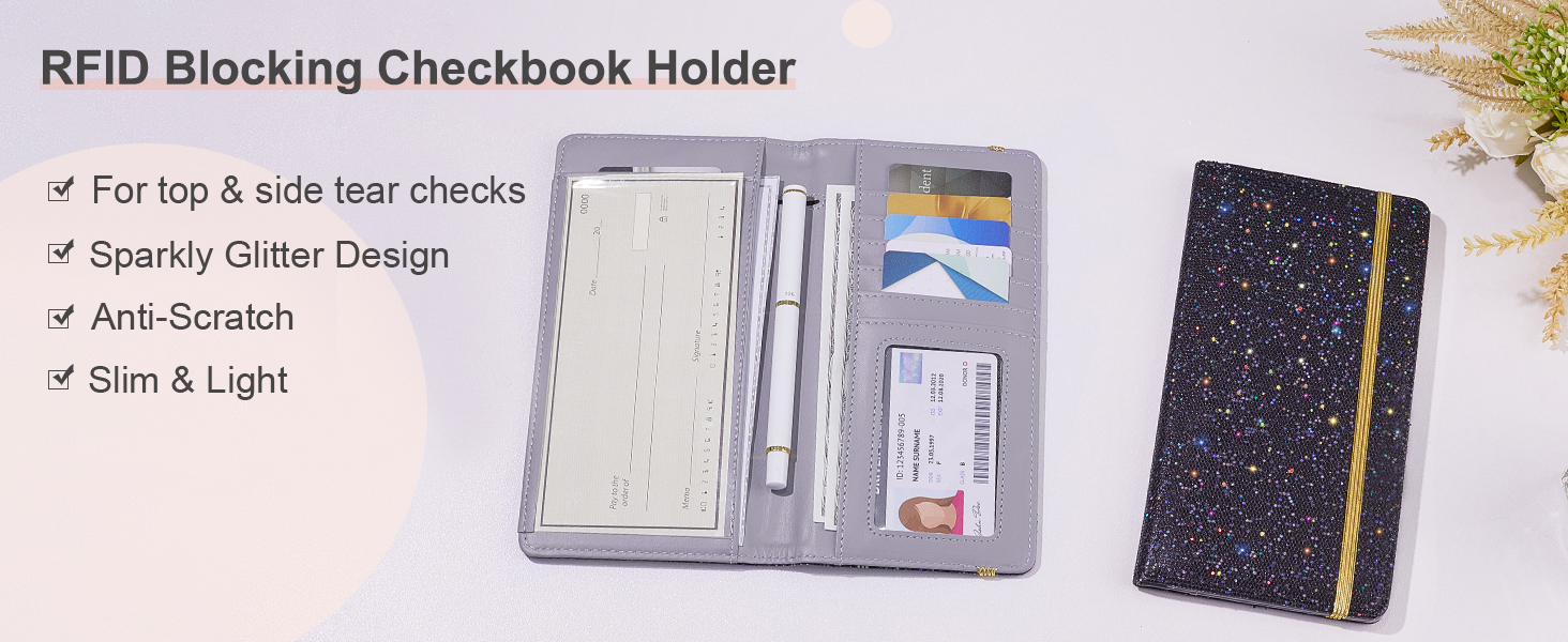 MHJY Checkbook Covers for Personal Checkbook, RFID Blocking