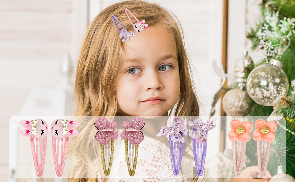 Unicorn Rabbit Snap Hair Clips No Slip Metal Butterfly