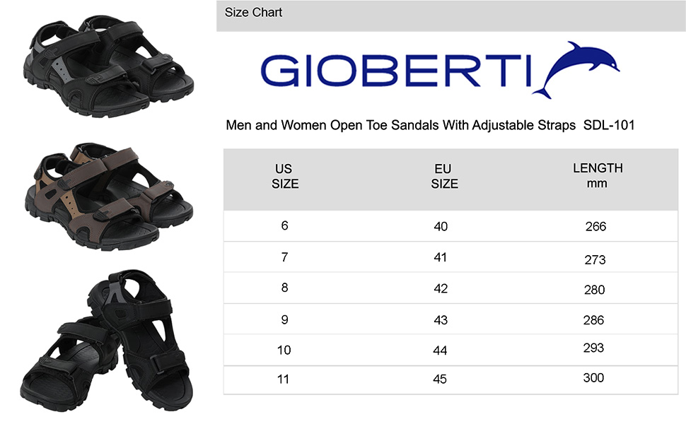 Gioberti Men Open Toe Sandals with Adjustable Straps and Arch Support