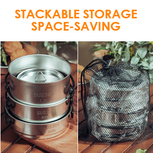 Aomiun 5PCS Stainless Steel Camping Cooking Set Cookware Mess