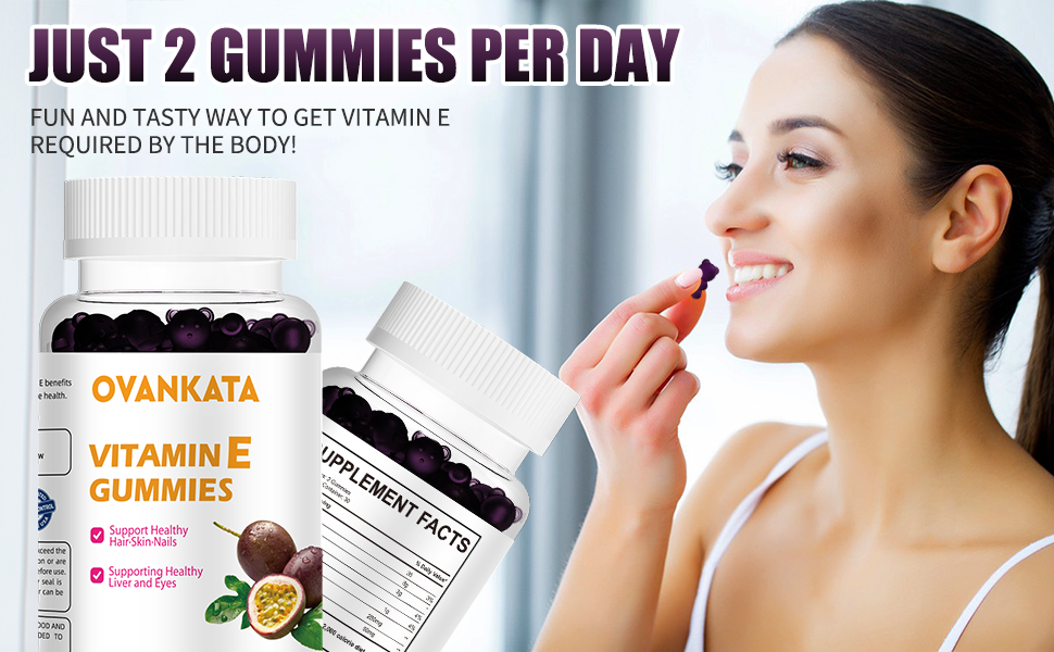 Ovankata Vitamin E Gummies 250mg, Vitamin C 50mg Great Tasting Natural Flavor