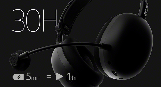 Up to 30-hour battery with in-play charging